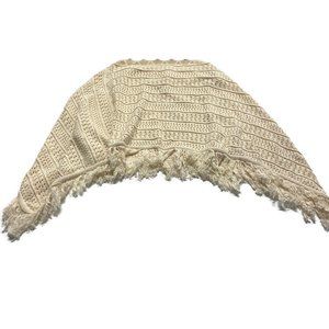 525 America Women's Shawl Poncho One Size Beige Knitted NWT 100% Cotton